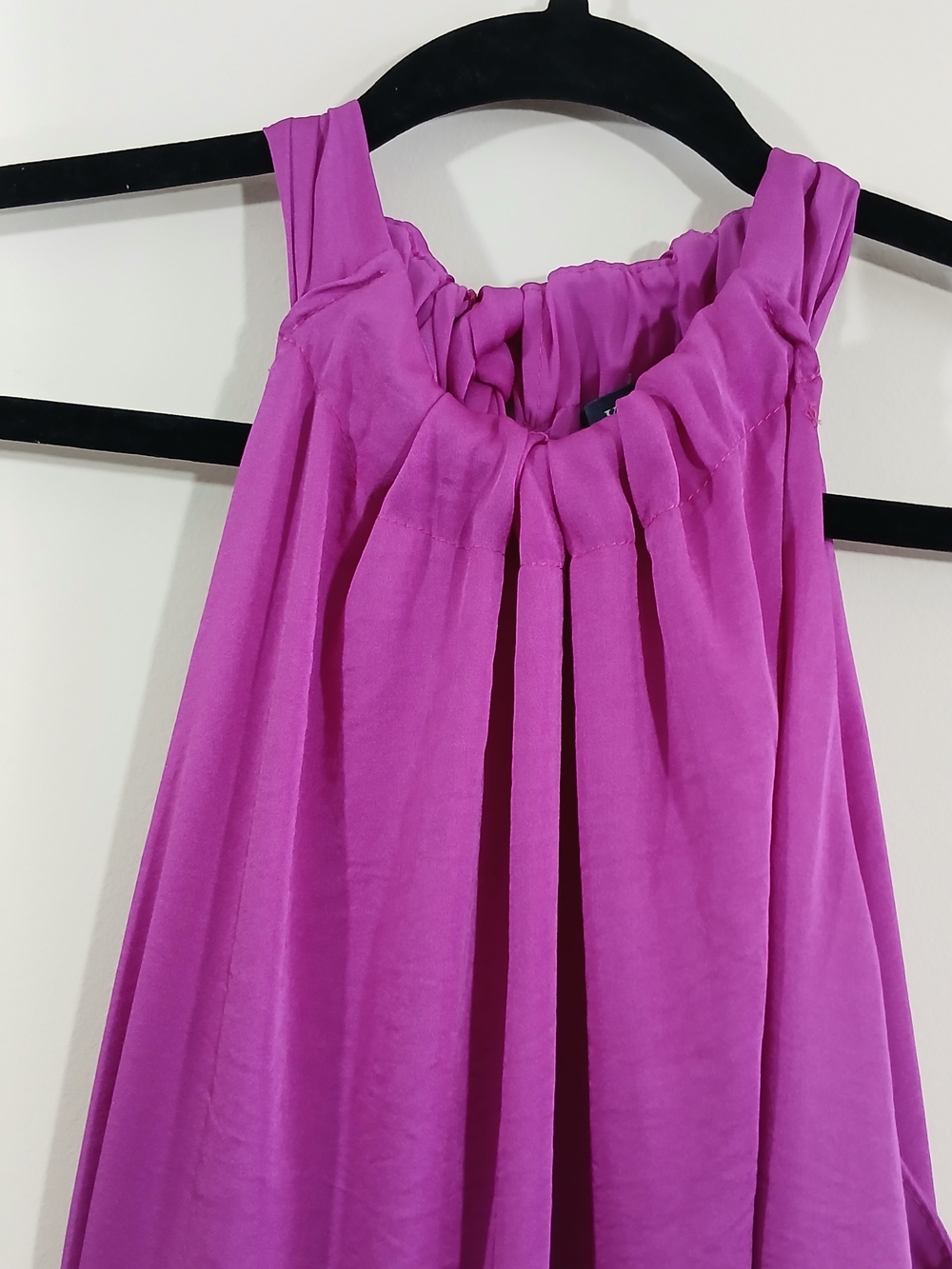 KJL Magenta Satin Halter Blouse Sleeveless Mini Dress Keyhole Back Neck Tie Top - Picture 10 of 12